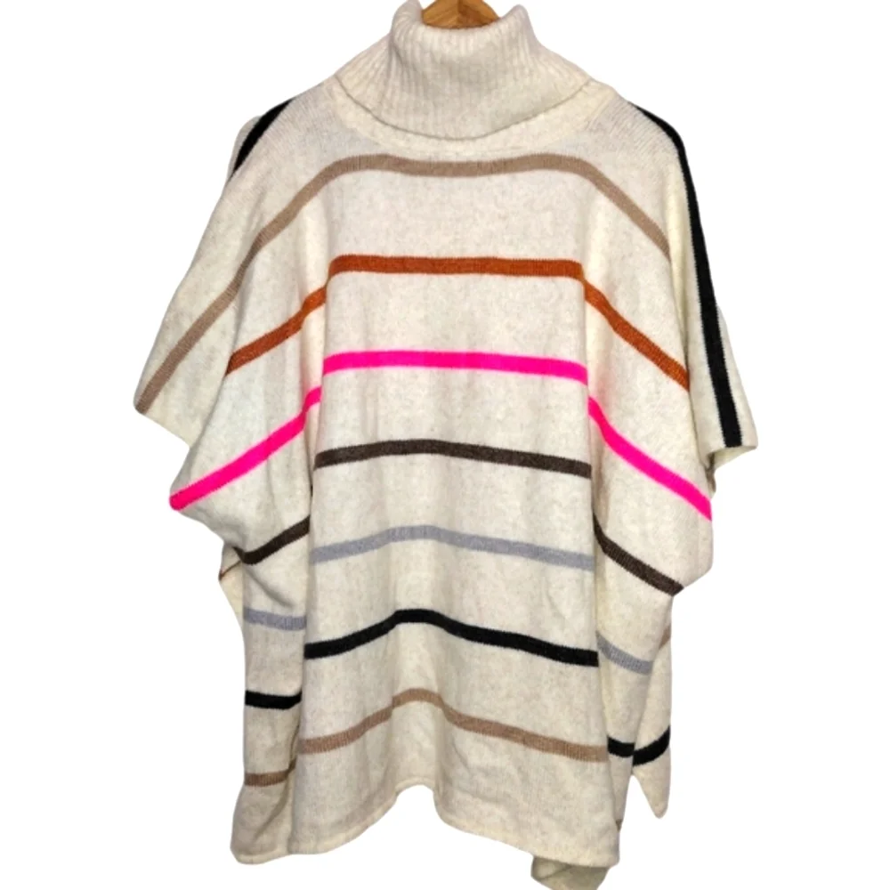 Loft Striped Turtleneck Poncho Sweater Size XS/S